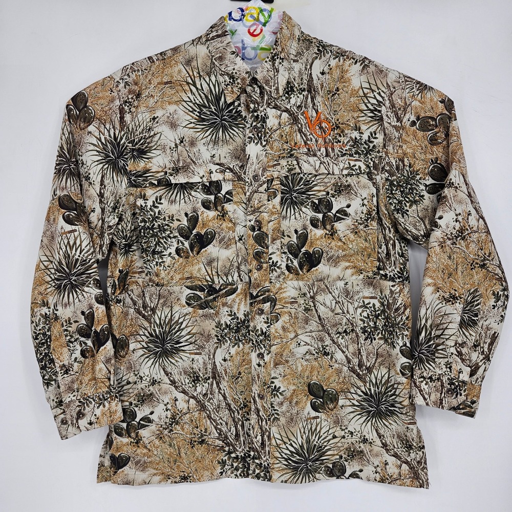 Gameguard Shirt Mens Large Cactus Camouflage Fishing Short Sleeve Outdoor